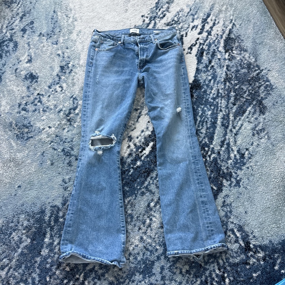 Citizens Of Humanity Light Blue Distressed Flare Jeans